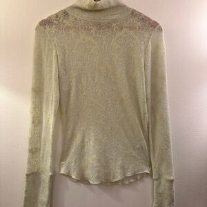 NWOT Free People Light Green Lace Pattern Turtle Neck
